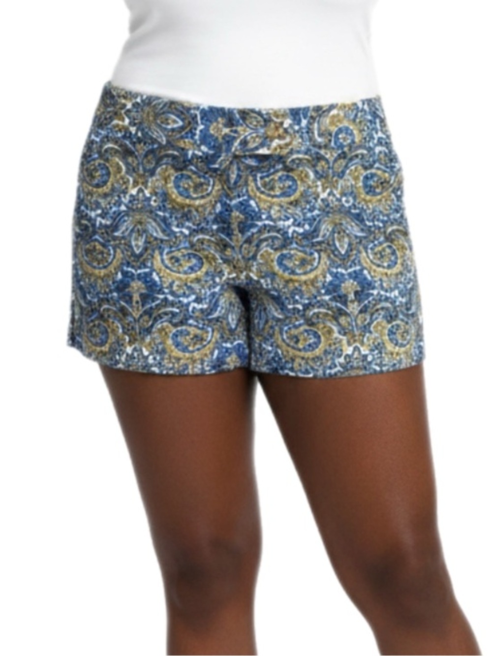 J. Crew | City Fit  Blue & Gold Paisley Flat Front Chino Shorts